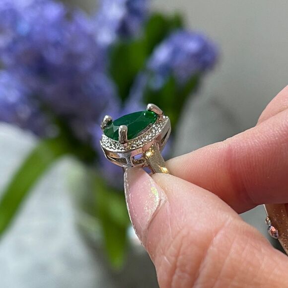 The Green Tear Drop Ring in Tibetan silver sz 6 - Picture 9 of 11